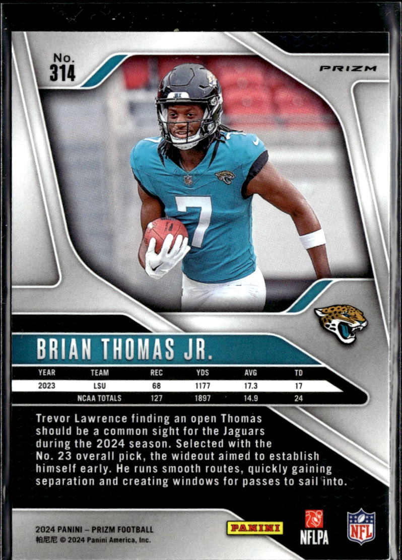 Brian Thomas Jr. 2024 Prizm RC Red White and Blue Prizm Rookie Jaguars