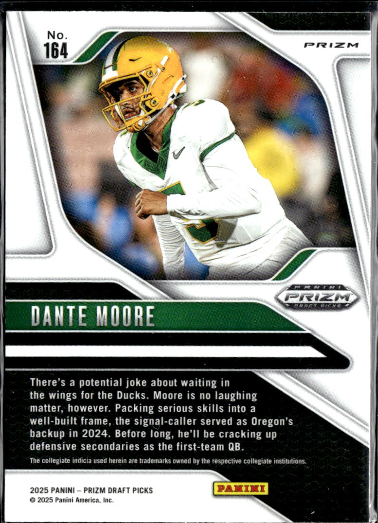 Dante Moore 2025 Panini Prizm Draft Picks Silver Prizm Rookie RC Oregon Ducks
