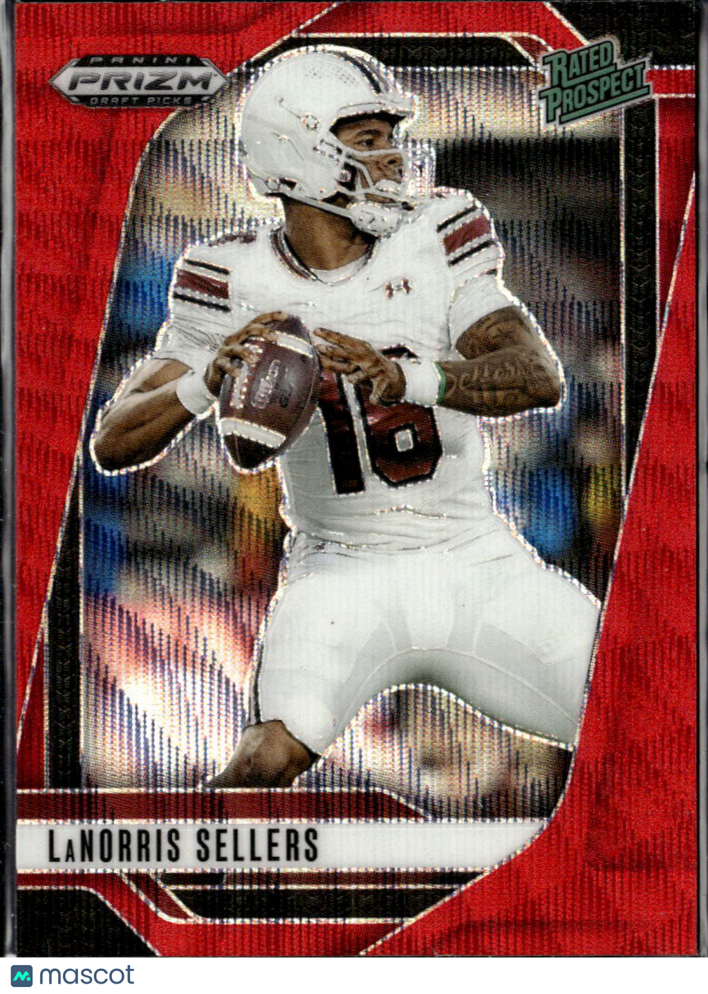 LaNorris Sellers 2025 Prizm Draft Picks Red Wave RC Rookie South Carolina