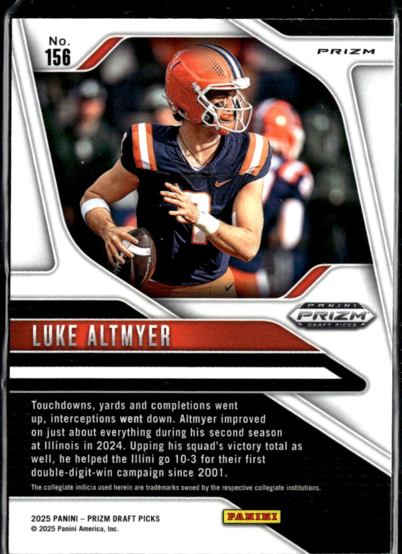 Luke Altmyer 2025 Panini Prizm Draft Picks Red Wave Prizm Rookie RC Lions