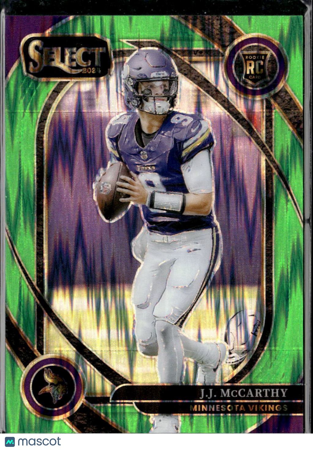 J.J. McCarthy 2024 Select Green Prizm Rookie 302/499 Minnesota Vikings