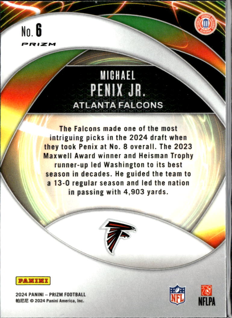 Michael Penix Jr. 2024 Prizm Portals RC Green Ice Atlanta Falcons