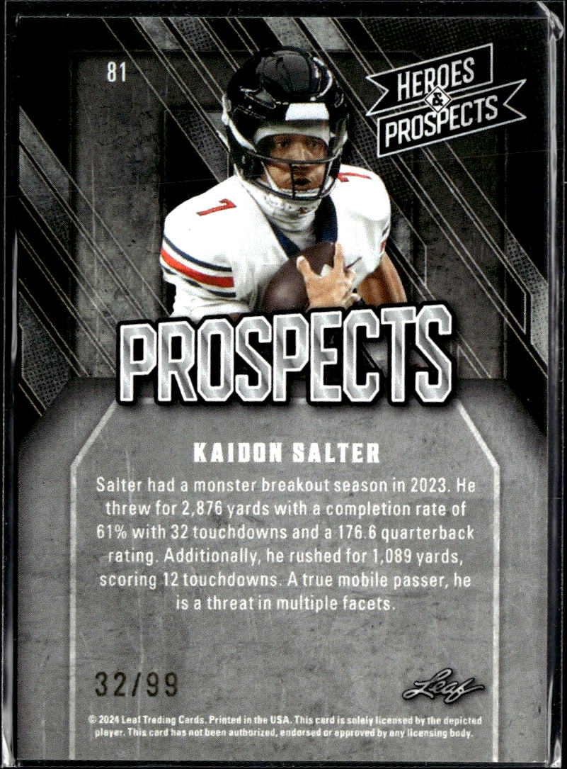 Kaidon Salter 2024 Leaf Heroes & Prospects Rookie RC 32/99