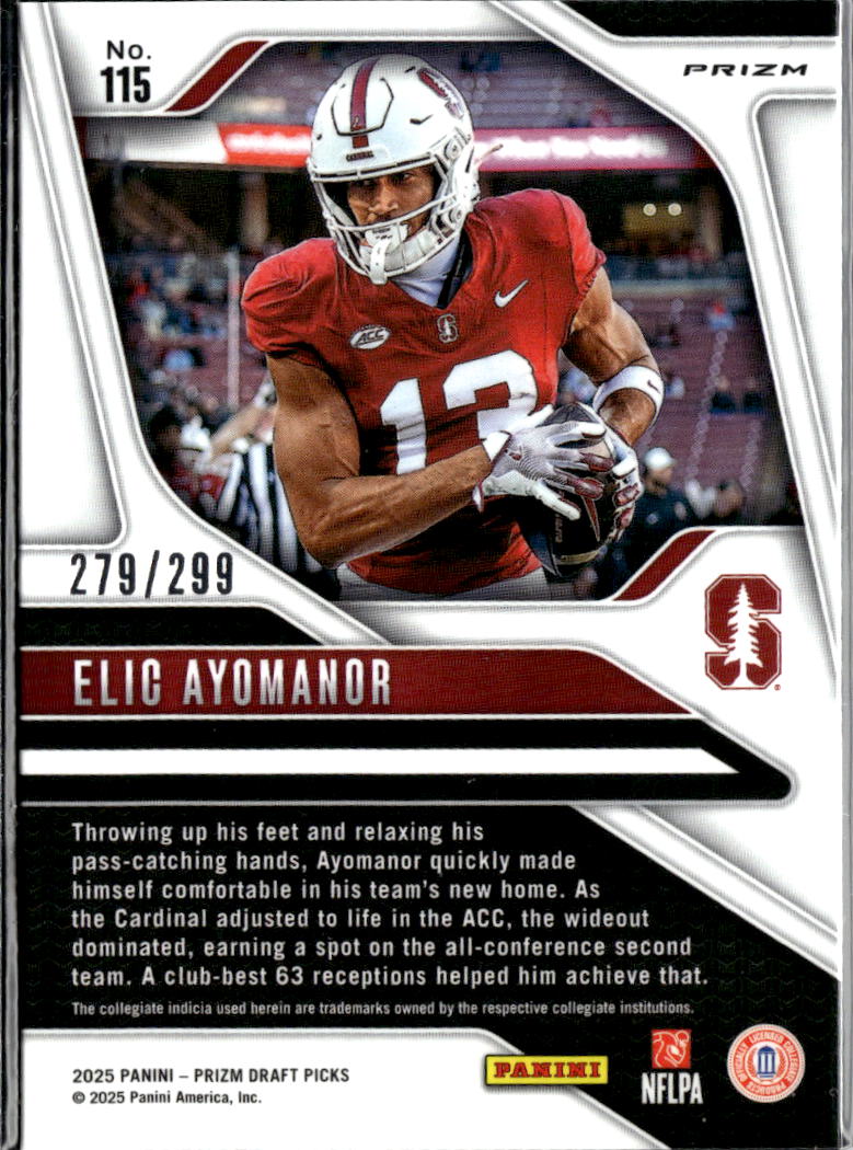 Elic Ayomanor 2025 Prizm Draft Picks RC Blue Wave 279/299 Stanford Titans