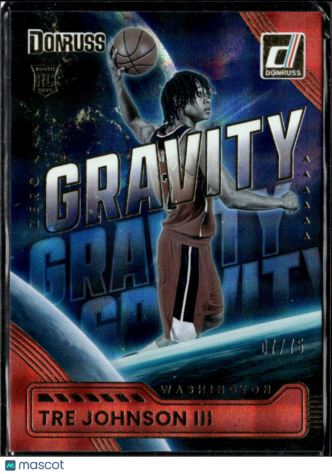 Tre Johnson III 2025 Donruss Zero Gravity Red RC 7/75 Wizards