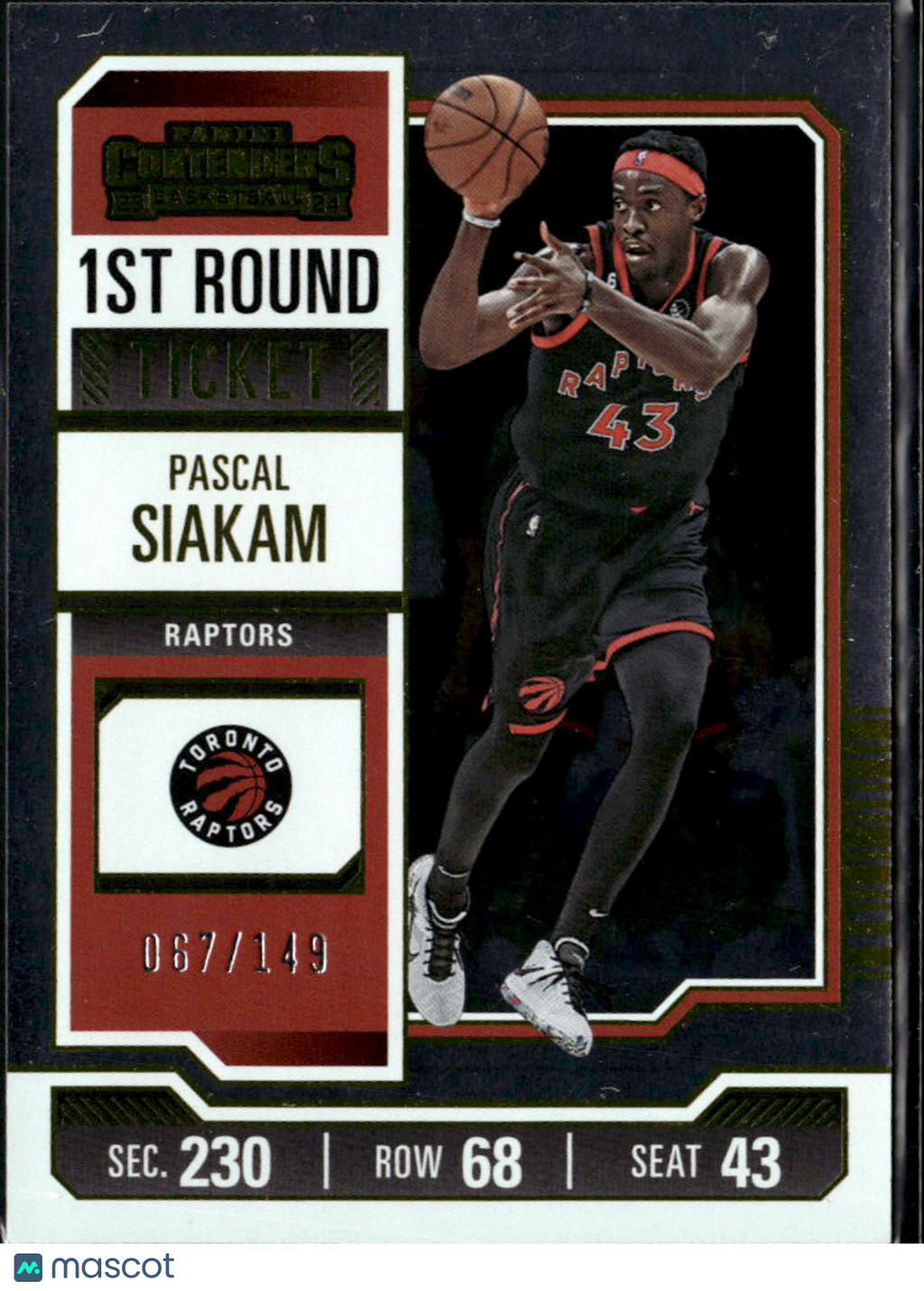 Pascal Siakam 2024 Contenders 1st Round Ticket 67/149 Toronto Raptors