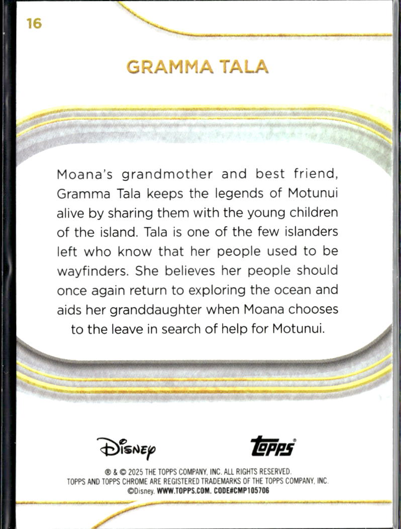 Gramma Tala 2025 Topps Chrome Disney Yellow Mini Diamond #16