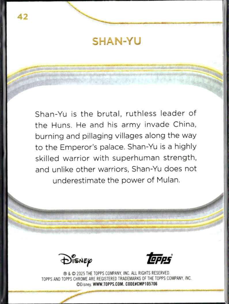Shan-Yu 2025 Topps Chrome Disney Yellow Mini Diamond #42