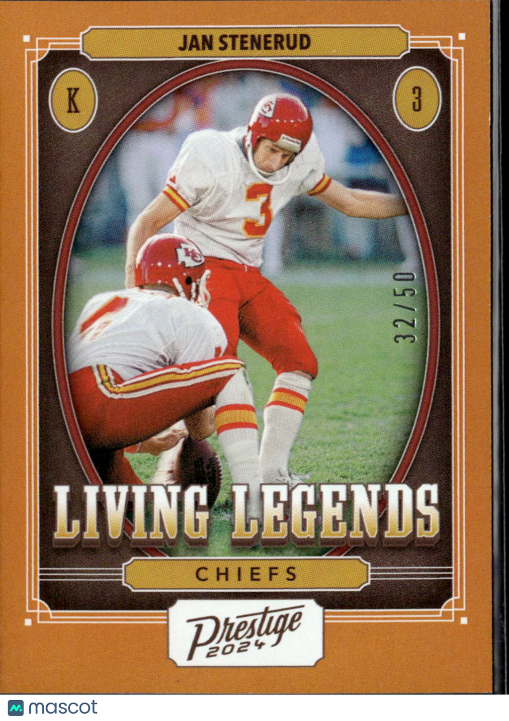 Jan Stenerud 2024 Prestige Living Legends Xtra Points 32/50 Kansas City Chiefs
