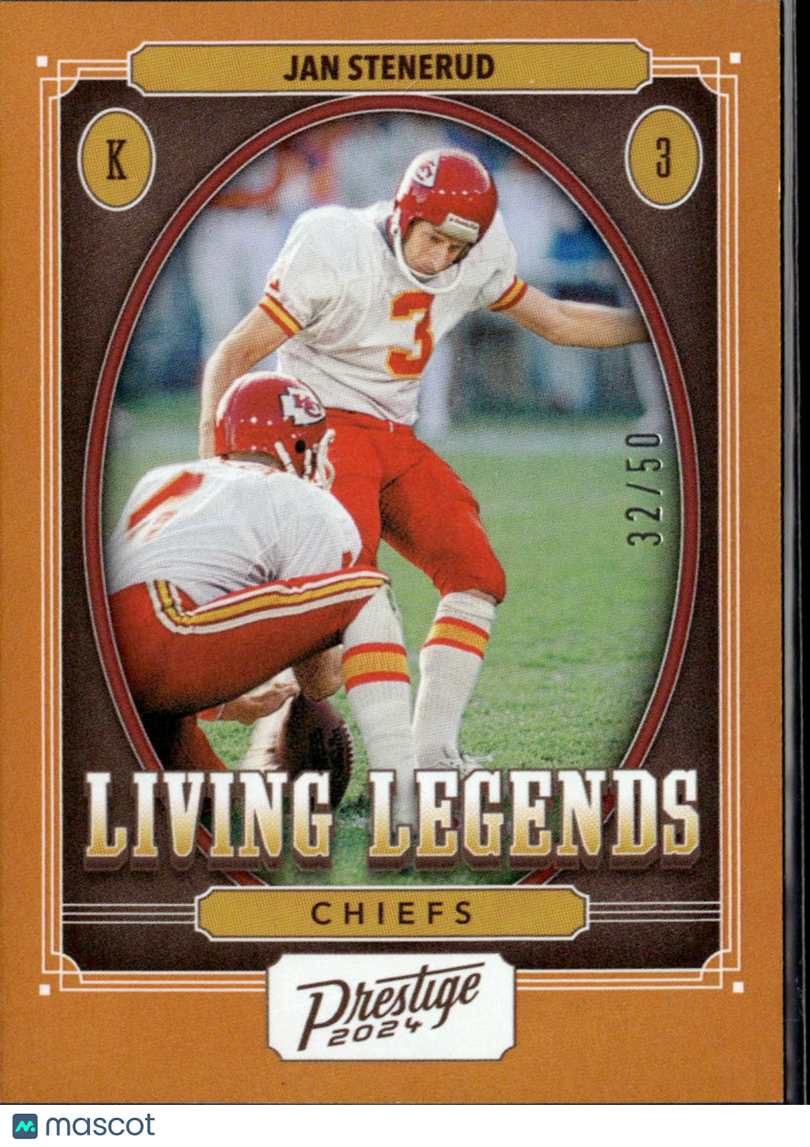 Jan Stenerud 2024 Prestige Living Legends Xtra Points 32/50 Kansas City Chiefs