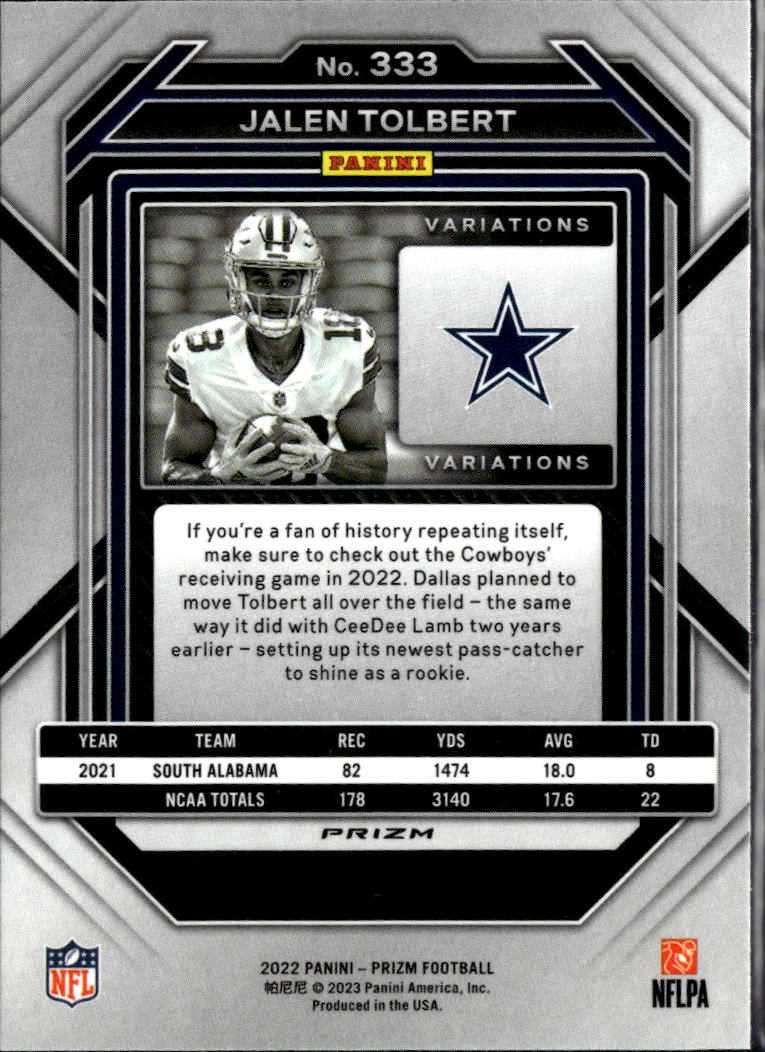 Jalen Tolbert 2022 Prizm RC Rookie SSP Variation Dallas Cowboys