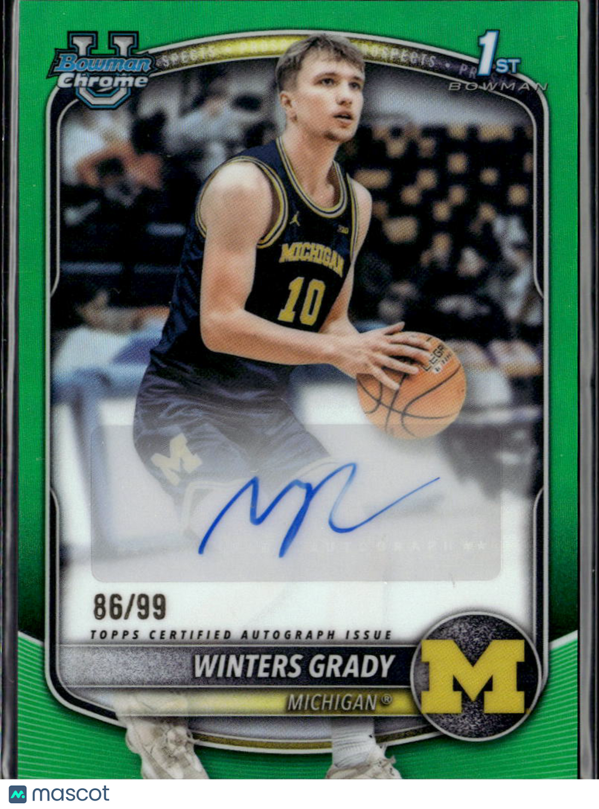 Winters Grady 2025 Bowman Chrome 1st Auto Autograph Green 86/99 Michigan