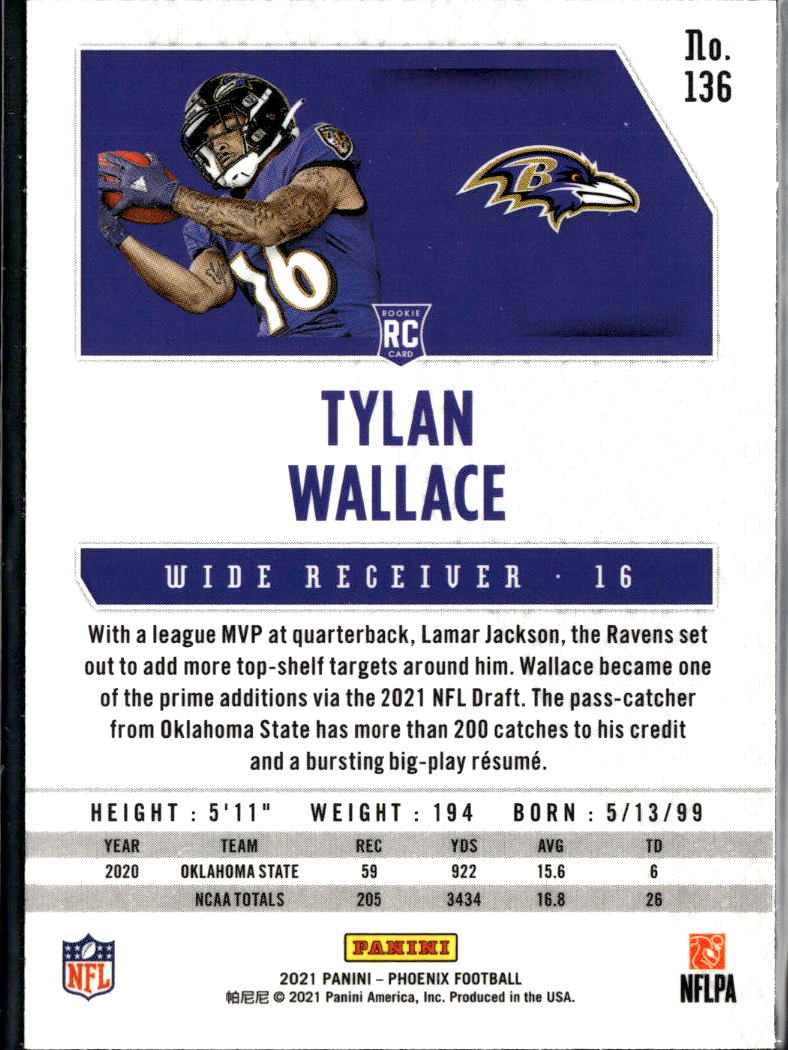 Tylan Wallace 2021 Phoenix White Shimmer SSP RC OSU Baltimore Ravens