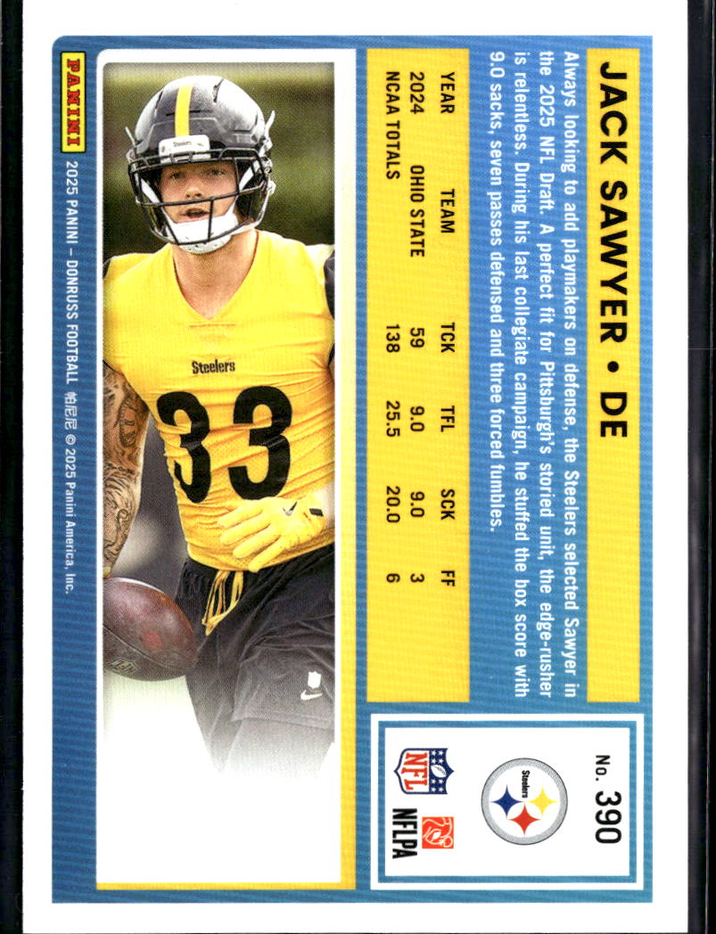 Jack Sawyer 2025 Donruss Silver Rookie RC 98/199 Ohio State Pittsburgh Steelers