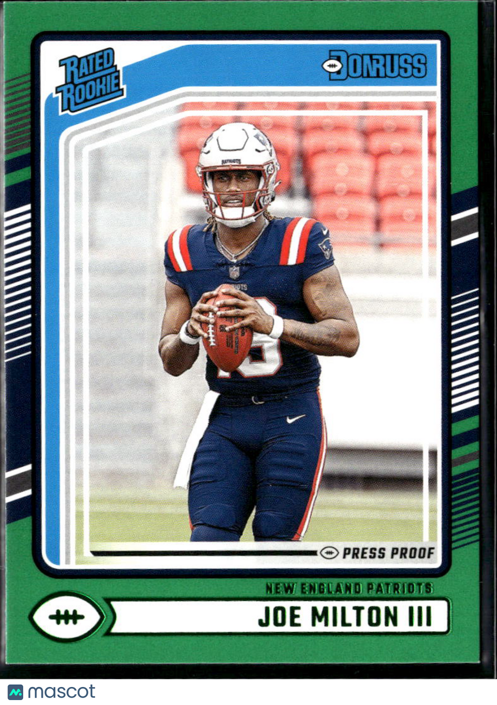 Joe Milton III 2024 Donruss Rated Rookie Green New England Patriots