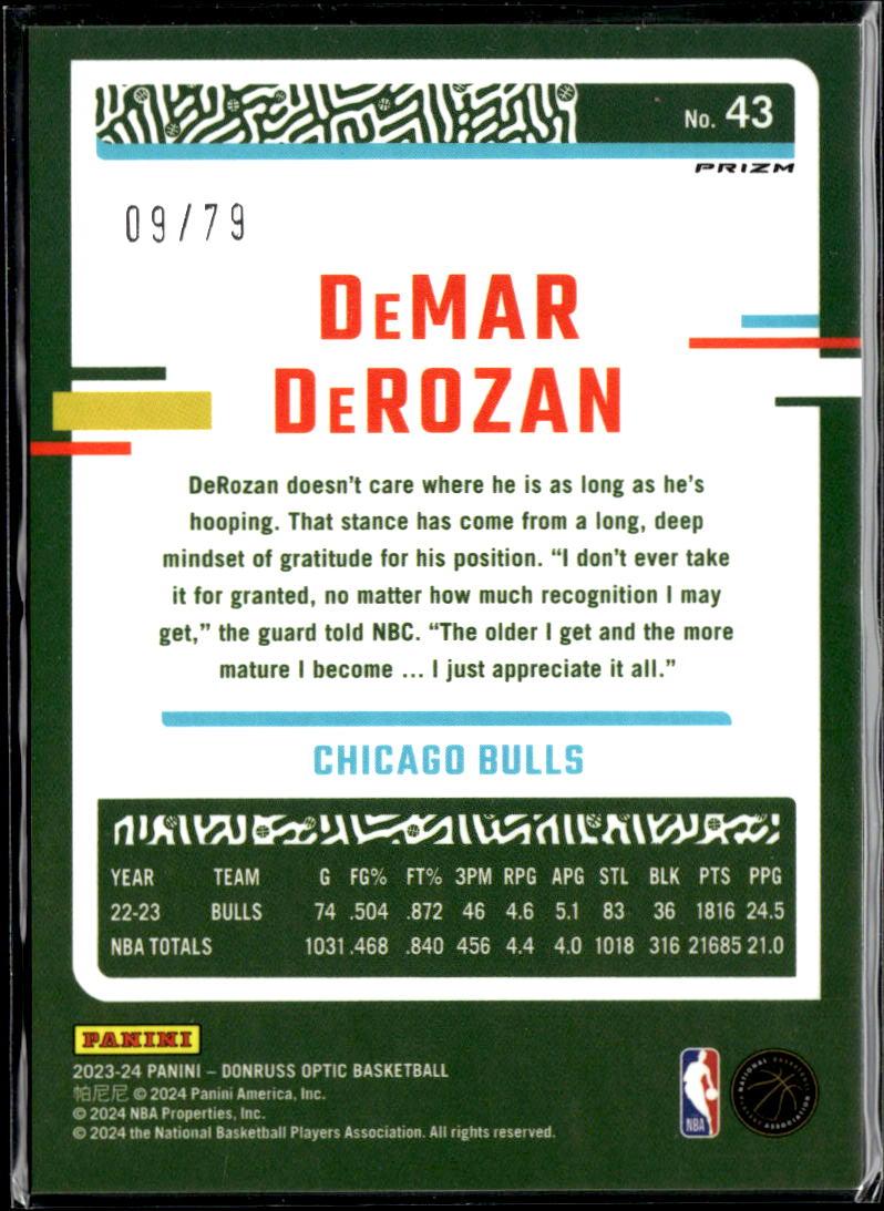 DeMar DeRozan 2023-24 Optic Pink Velocity 9/79 Chicago Bulls