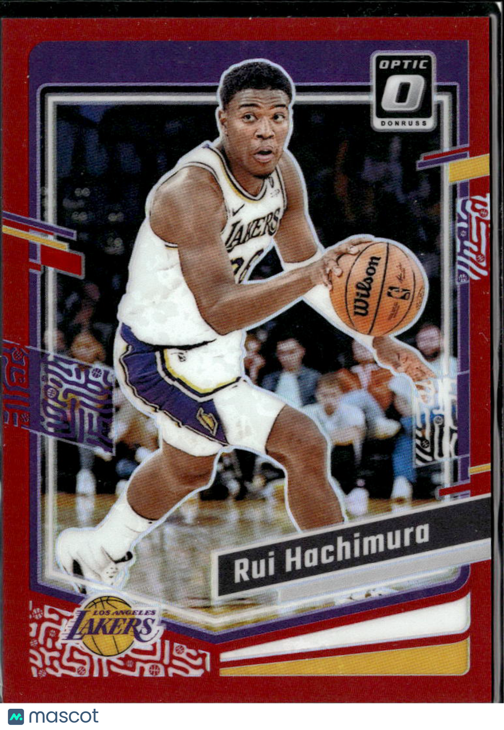 Rui Hachimura 2023-24 Optic Red Prizm 44/99 Los Angeles Lakers