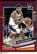 Rui Hachimura 2023-24 Optic Red Prizm 44/99 Los Angeles Lakers