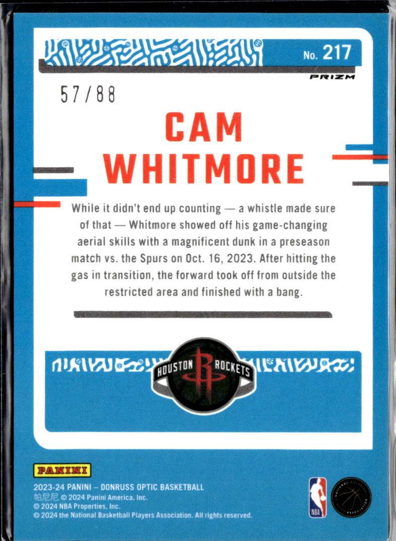 Cam Whitmore 2023-24 Optic Rated Rookie Red Choice 57/88 Houston Rockets