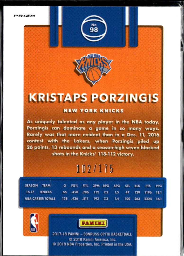 Kristaps Porzingis 2017-18 Optic Lime Green /175 New York Knicks
