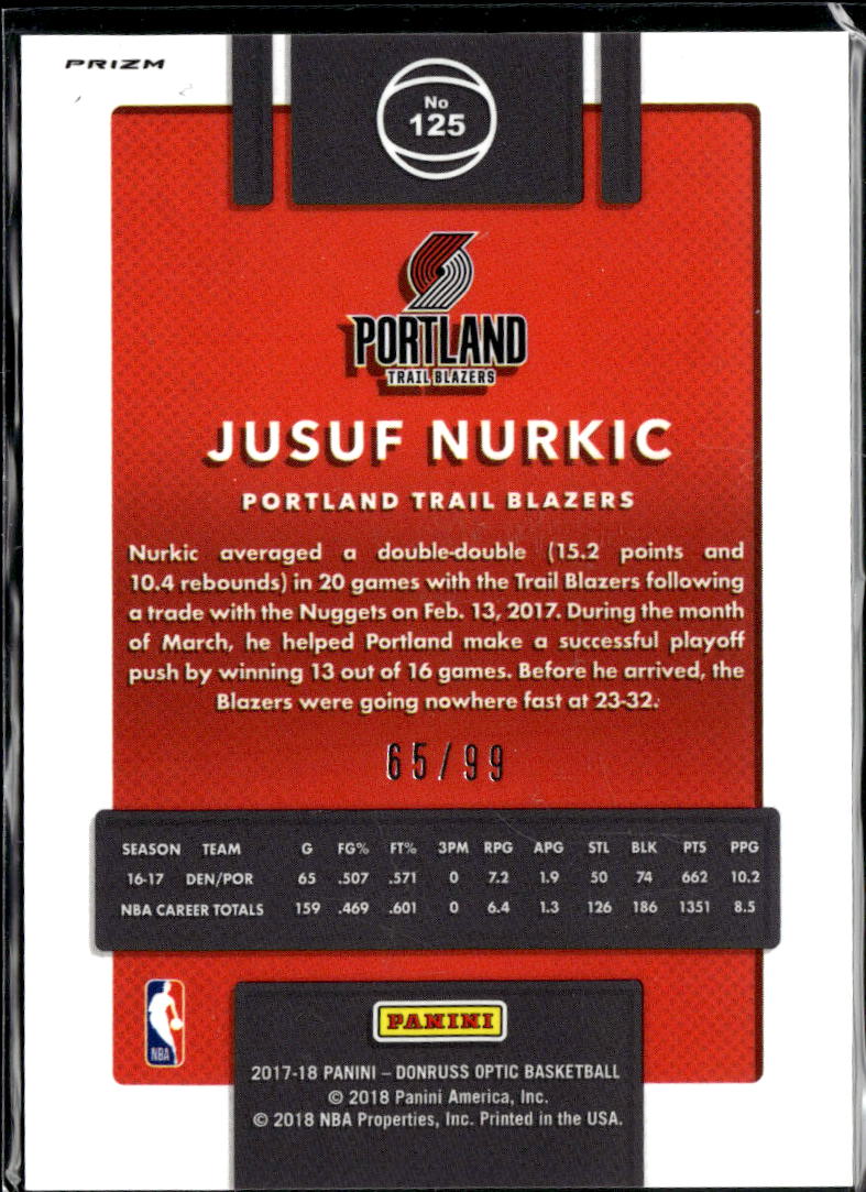 Jusuf Nurkic 2017-18 Optic Red 65/99 Portland Trail Blazers