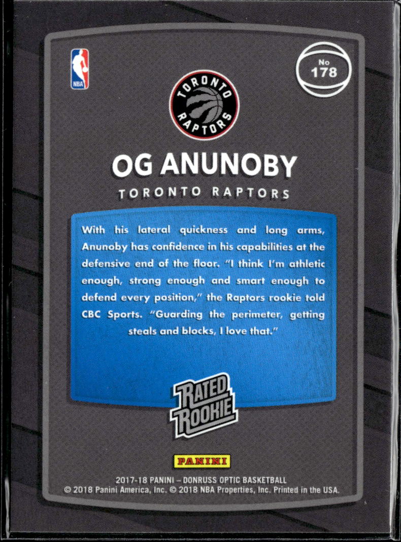 OG Anunoby 2017-18 Optic Rated Rookie RC Toronto Raptors