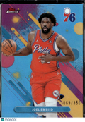 Joel Embiid 2025 Topps Finest Light Blue Refractor 69/350 Philadelphia 76ers