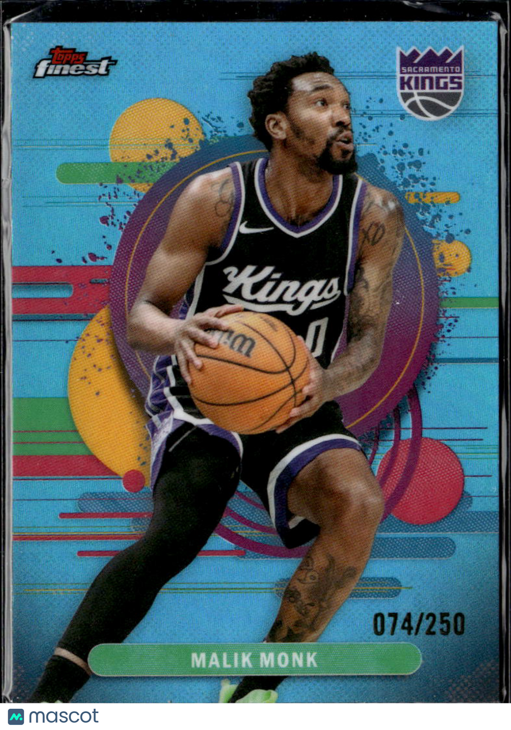 Malik Monk 2025 Topps Finest Light Blue Refractor /250 Sacramento Kings