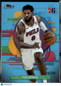 Paul George 2025 Topps Finest Light Blue Refractor /250 Philadelphia 76ers