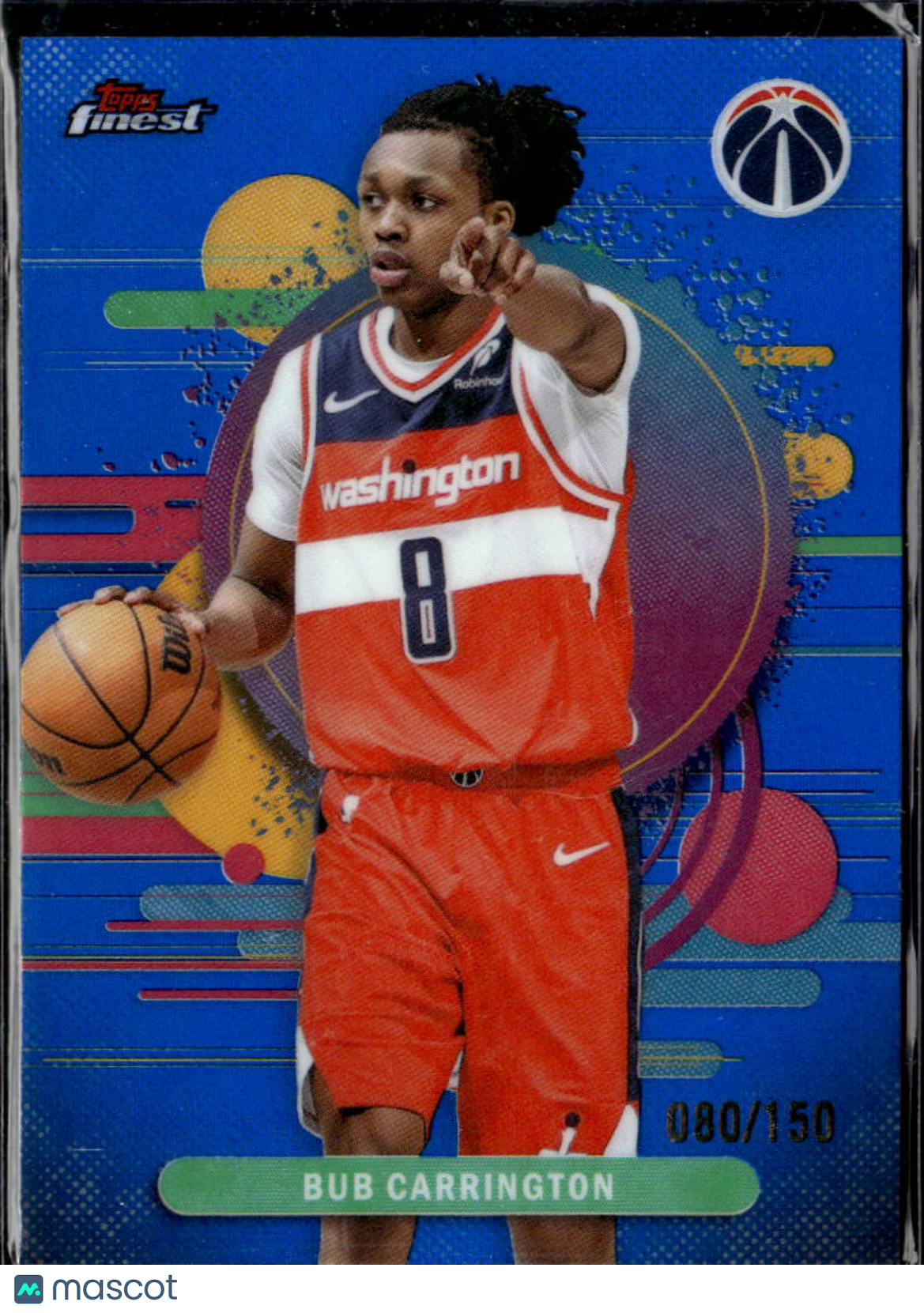 Bub Carrington 2025 Topps Finest Blue Refractor /150 Washington Wizards