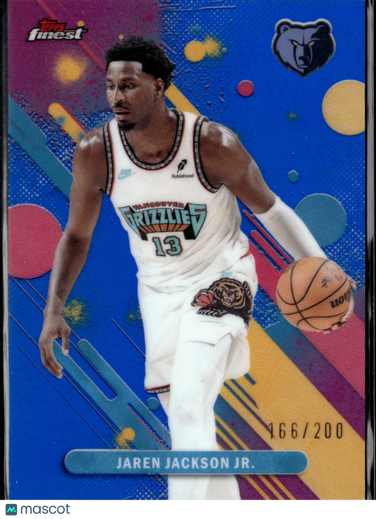 Jaren Jackson Jr. 2025 Topps Finest Blue Refractor /200 Memphis Grizzlies