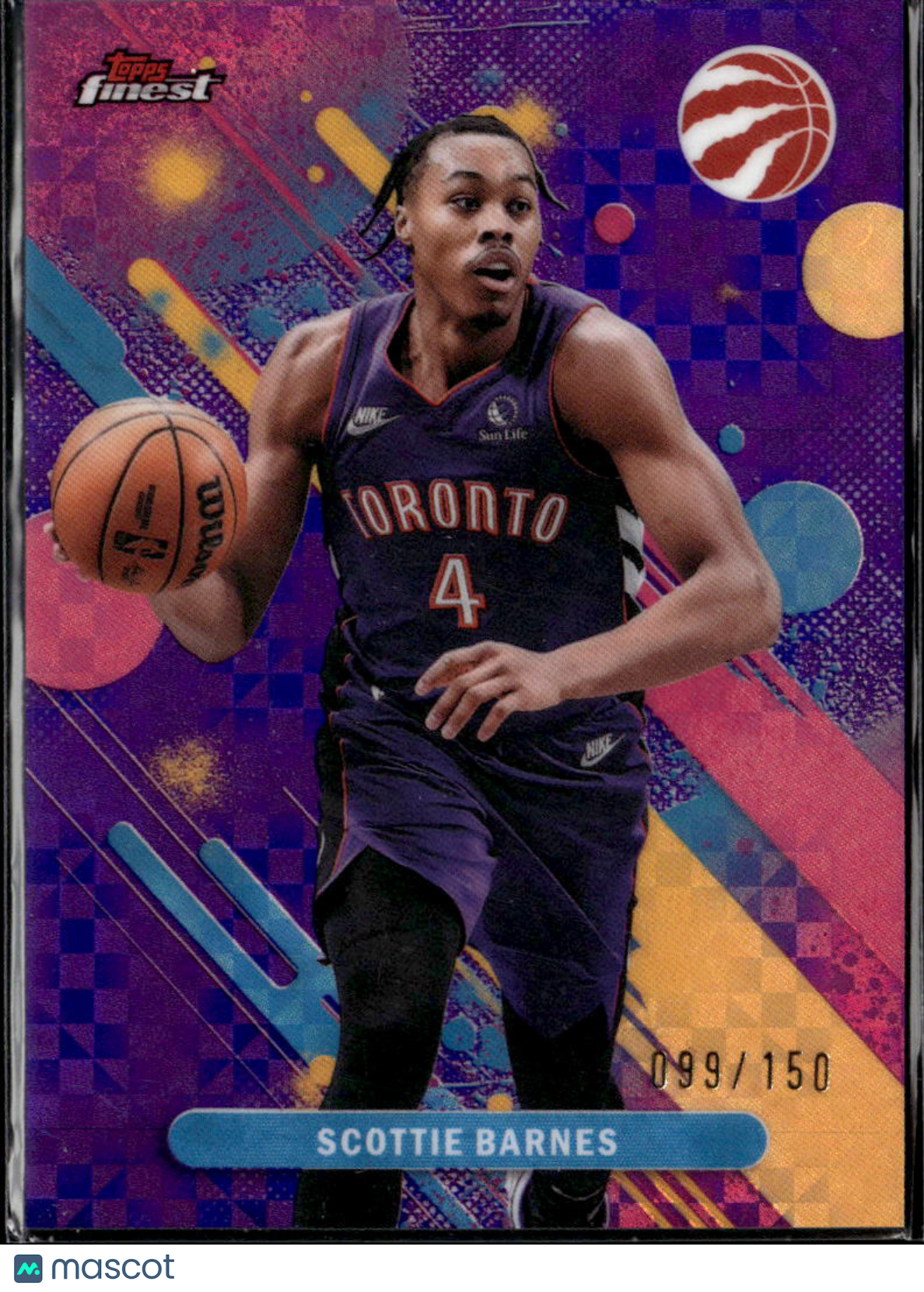 Scottie Barnes 2025 Topps Finest Purple Xfractor /150 Toronto Raptors