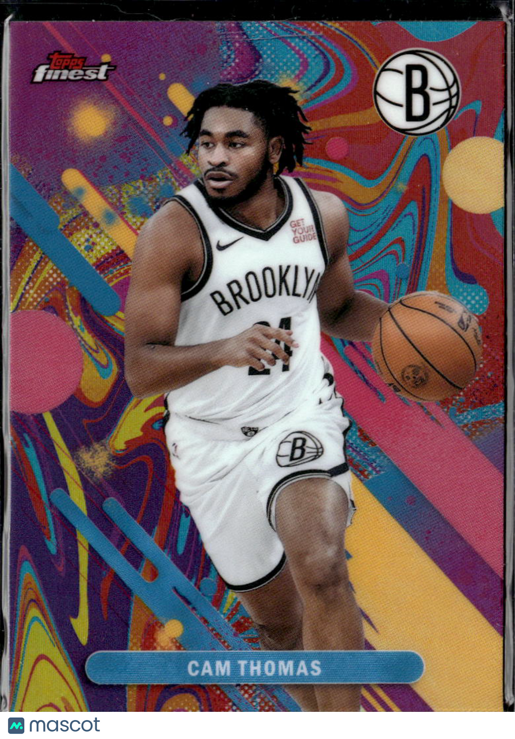 Cam Thomas 2025 Topps Finest Oil Spill Refractor Brooklyn Nets