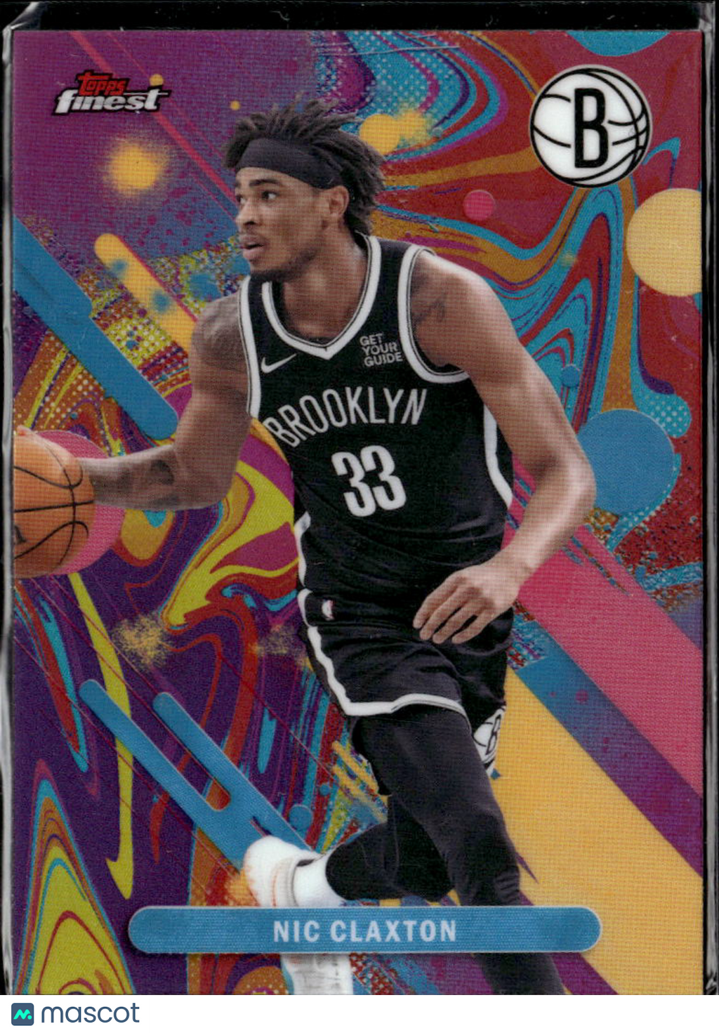 Nic Claxton 2025 Topps Finest Oil Spill Refractor Brooklyn Nets