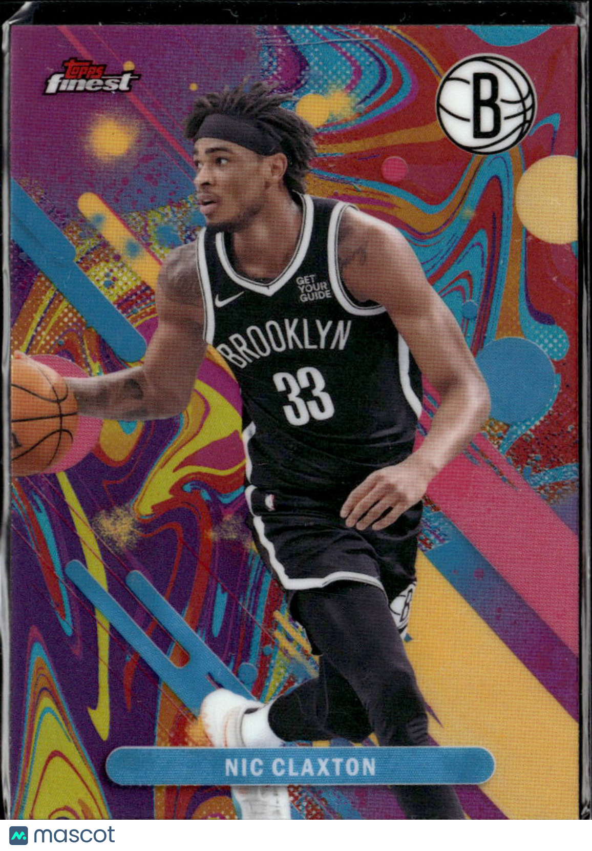 Nic Claxton 2025 Topps Finest Oil Spill Refractor Brooklyn Nets