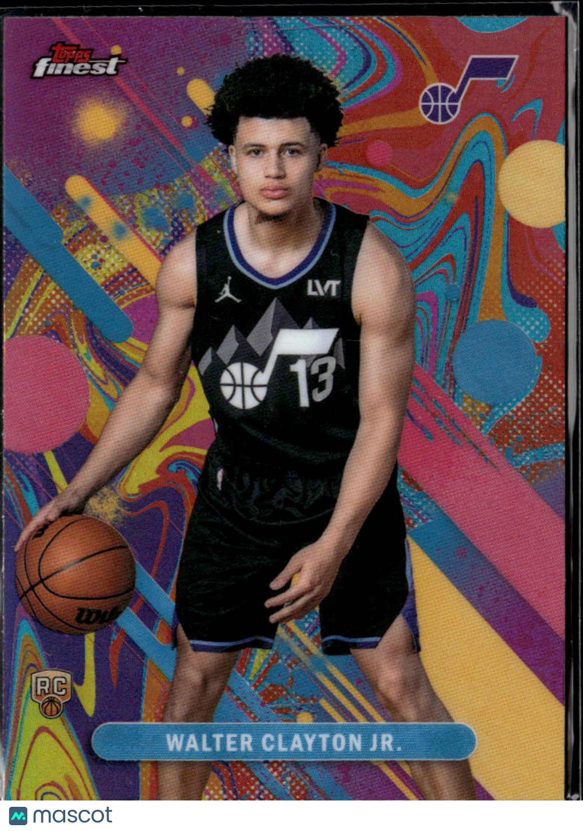 Walter Clayton Jr. 2025 Topps Finest Oil Spill Refractor RC Utah Jazz