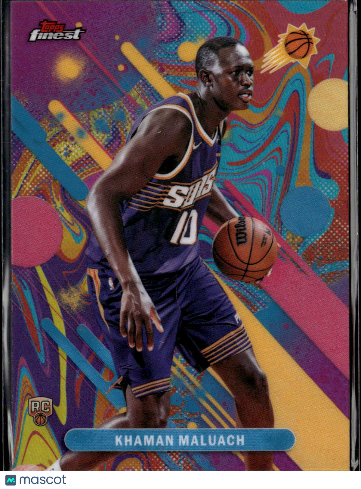 Khaman Maluach 2025 Topps Finest Oil Spill Refractor RC Phoenix Suns
