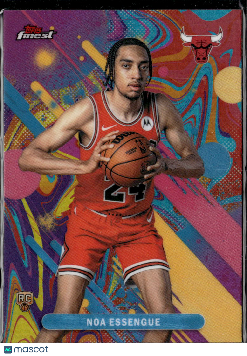 Noa Essengue 2025 Topps Finest Oil Spill Refractor RC Chicago Bulls