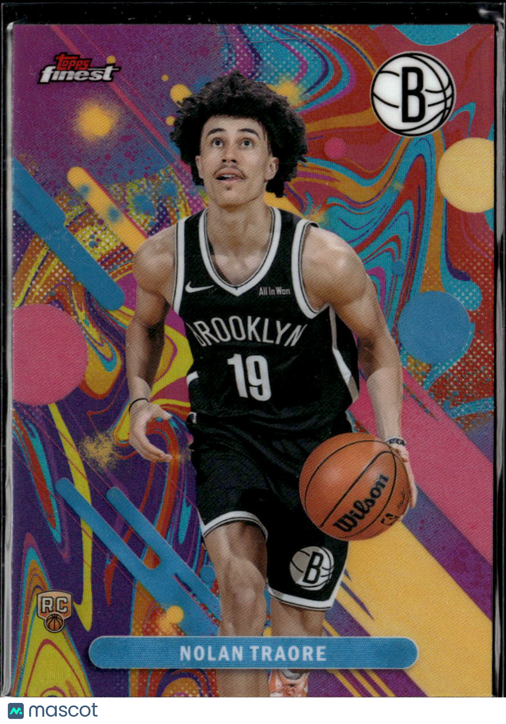 Nolan Traore 2025 Topps Finest Oil Spill Refractor RC Brooklyn Nets