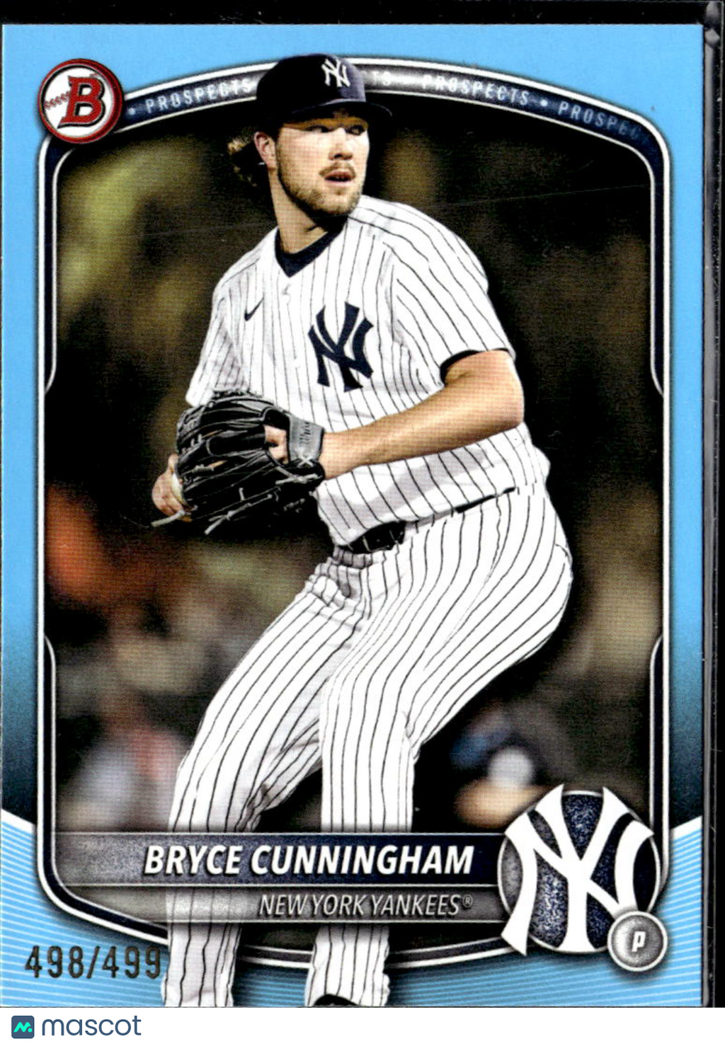 Bryce Cunningham 2025 Bowman Draft Sky Blue 498/499 New York Yankees