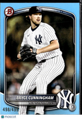 Bryce Cunningham 2025 Bowman Draft Sky Blue 498/499 New York Yankees