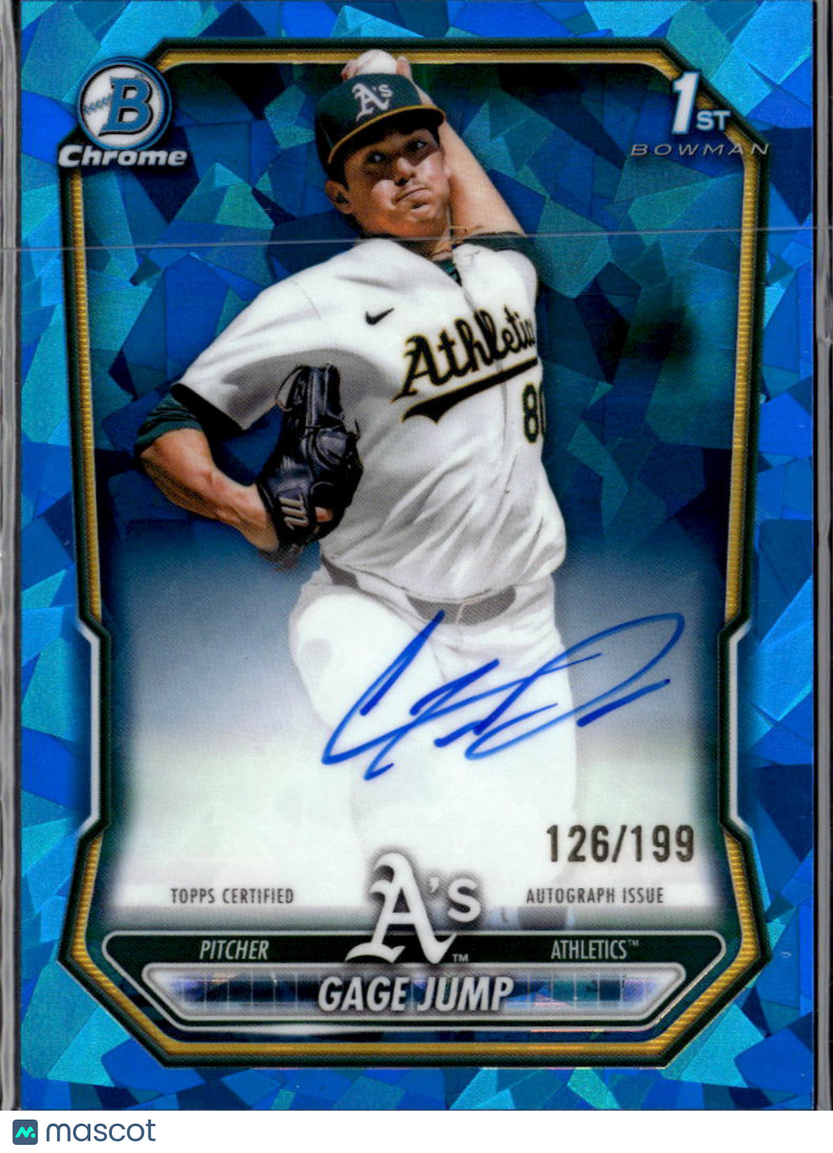 Gage Jump 2026 Bowman Chrome Sapphire 1st Auto Autograph 126/199 Athletics