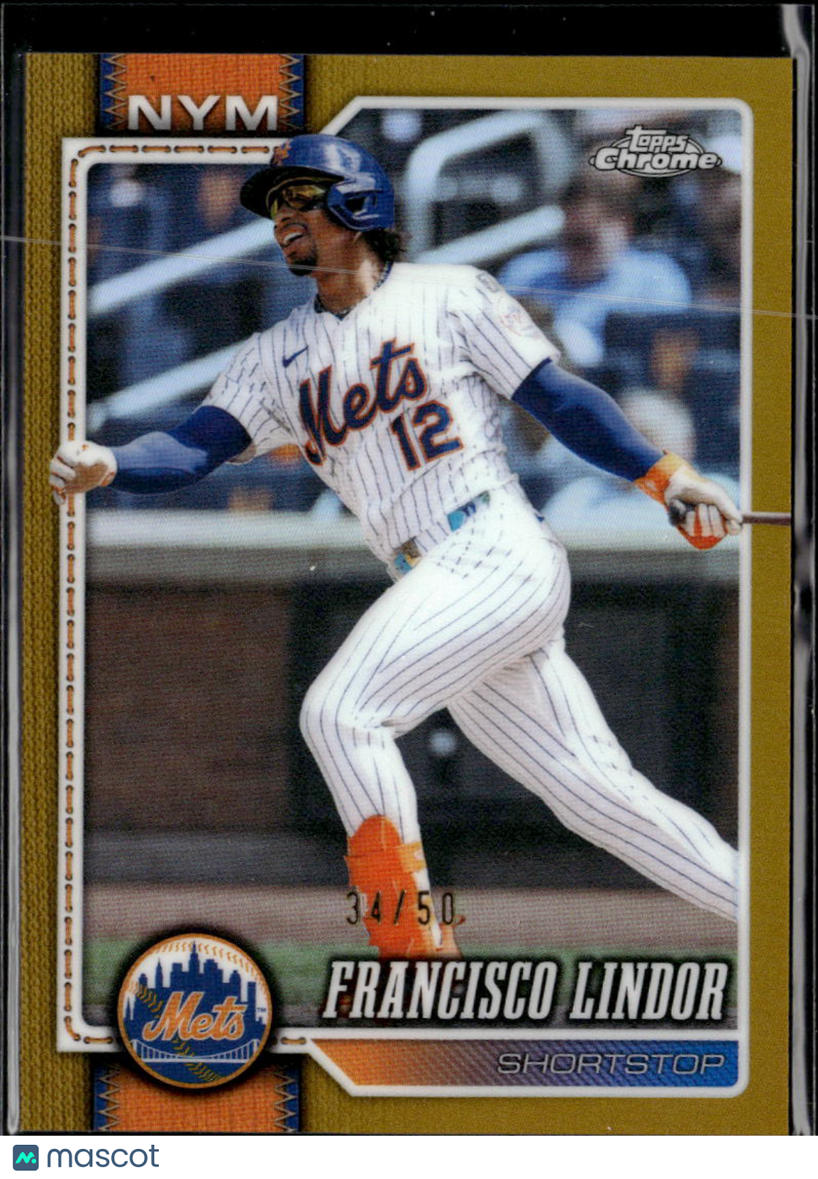 Francisco Lindor 2026 Topps Chrome GOLD Refractor 34/50 New York Mets