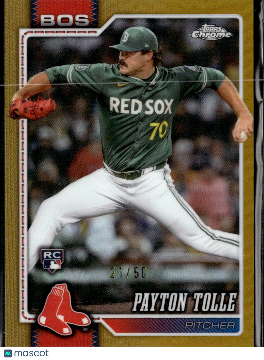Payton Tolle 2026 Topps Chrome GOLD Refractor RC 21/50 Boston Red Sox
