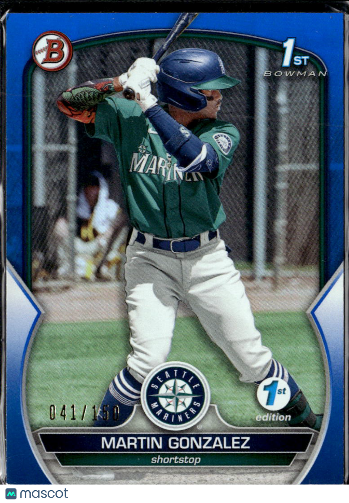 Martin Gonzalez 2023 Bowman 1st Edition Blue Foil /150 Seattle Mariners