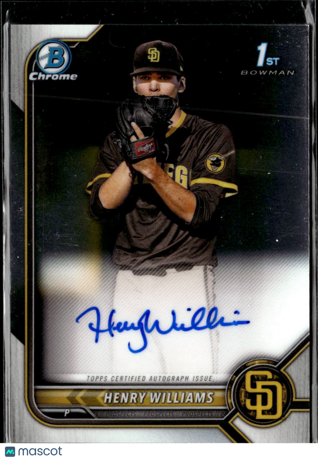 Henry Williams 2022 Bowman Chrome 1st Auto Autograph RC San Diego Padres