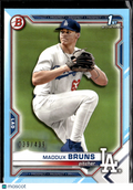 Maddux Bruns 2021 Bowman Draft 1st Sky Blue /499 Los Angeles Dodgers