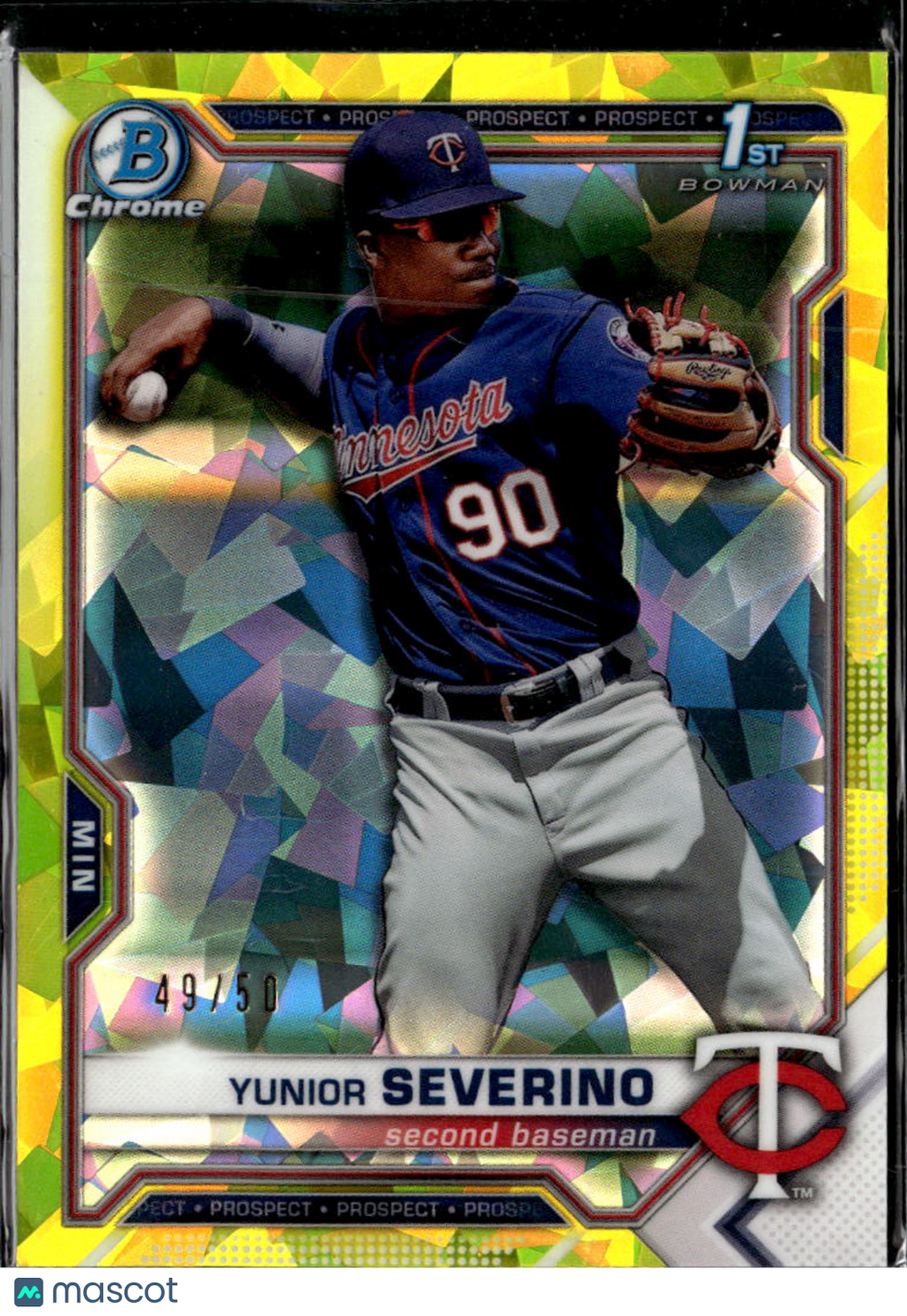 Yunior Severino 2021 Bowman Chrome 1st Yellow Sapphire 49/50 Minnesota Twins