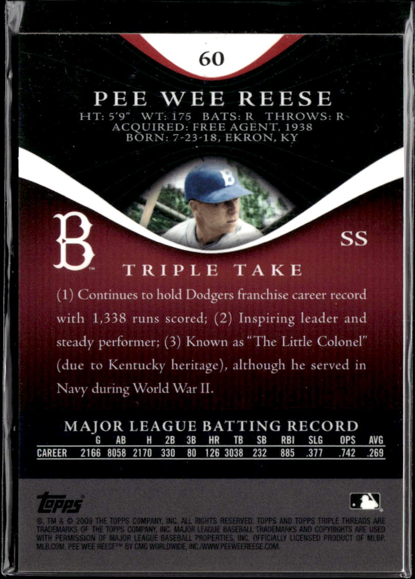 Pee Wee Reese 2009 Topps Triple Threads 1241/1350 Brooklyn Dodgers