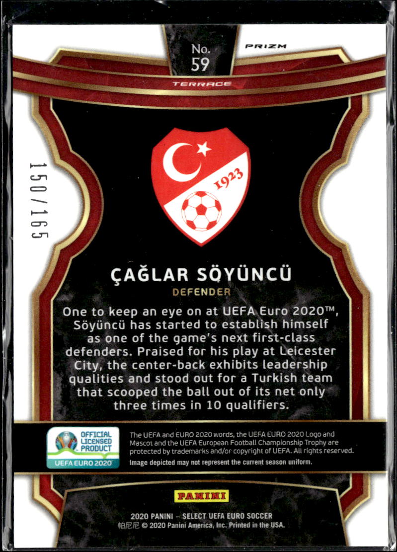 Caglar Soyuncu 2020 Panini Select UEFA Euro Red RC /150 Turkey